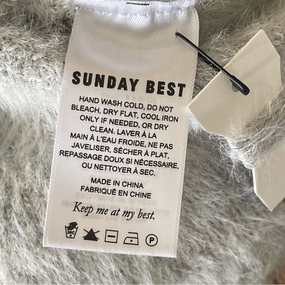 ❌SOLD❌Sunday Best Kitten Sweater Cropped, fuzzy sweater ice grey melange crew - Picture 11 of 13